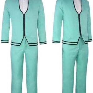 New Saiki Kusuo Cosplay Costume Mint Green Men's Suit, SIZE 2XL
